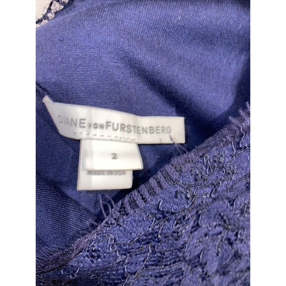 Diane Von Furstenberg Laced Dress Women’s Size 2 Blue 3/4 Sleeve MIDI - Picture 2 of 12
